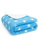 Bumpers Printed Single Fleece Blanket for AC Room (Woollen Blend, Sky Blue)