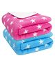 Bumpers Printed Single Fleece Blanket for AC Room (Woollen Blend, Pink, Sky Blue)