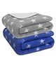 Bumpers Printed Single Fleece Blanket for AC Room (Woollen Blend, Grey, Royal Blue)