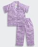 Barbie by Tiny Girl Woven Mattel Featuring Half Sleeves Barbie Logo & Leopard Pattern Printed Coordinating Shirt & Pajama Set - Purple