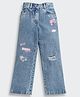 Barbie by Tiny Girl Cotton Woven Mattel Featuring Barbie Logo Patch Detailed Mild Washed Jeans - Light Blue