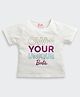 Barbie by Tiny Girl Cotton Woven Mattel Featuring Half Sleeves Own Your Unique Barbie Text Printed Top - White