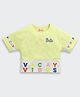 Barbie by Tiny Girl Cotton Woven  Mattel Featuring Half Sleeves Vacay Vibes & Brand Name Text Printed Top - Yellow