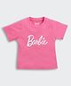 Barbie by Tiny Girl Cotton Woven Mattel Featuring Half Sleeves Brand Name Text Printed Top - Pink