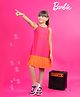 Barbie by Tiny Girl Woven Mattel Featuring Sleeveless Brand Name Metal & Bow Applique Detailed Colour Blocked Pleated Dress - Hot Pink