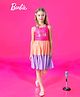 Barbie by Tiny Girl Woven Mattel Featuring Sleeveless Brand Name Foil Printed & Colour Blocked Dress - Dark Pink