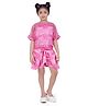 Barbie by Tiny Girl Woven Mattel Featuring Half Sleeves Barbie Typography Printed Top & Shorts Set - Pink