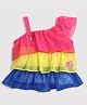 Barbie by Tiny Girl Woven Mattel Featuring One Shoulder Sleeveless Barbie Printed Colour Blocked Layered Top - Pink
