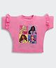 Barbie by Tiny Girl Woven Mattel Featuring Half Sleeves Barbie Characters Printed Crop Top - Pink