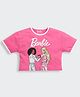 Barbie by Tiny Girl Cotton Woven Mattel Featuring Half Sleeves Barbie Characters Printed Crop Top - Pink