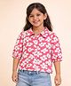StyloBug Rayon Woven Three Fourth Sleeves Floral Printed Top - Red