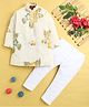 Jeet Ethnics Cotton Blend Knit Full Sleeves Floral Printed Kurta Pyjama Set - Cream