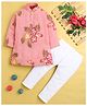 Jeet Ethnics Cotton Blend Knit Full Sleeves Floral Printed Kurta Pyjama Set - Pink