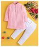 Jeet Ethnics Cotton Blend Woven Full Sleeves Gota Lace Embellished Kurta Pyjama Set - Pink