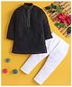 Jeet Ethnics Cotton Blend Woven Full Sleeves Thread Work Embroidered Kurti & Pyjama Set - Black