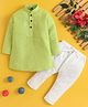 Jeet Ethnics Cotton Blend Woven Full Sleeves Striped Kurta & Pyjama Set - Green