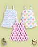 TOONYPORT Cotton Knit Pack Of 3 Sleeveless Rainbow Tree & Animal Printed Dresses - Pink & White