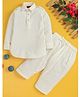 Jeet Ethnics Cotton Blend Woven Full Sleeves Textured Kurta & Pyjama Set - Off White