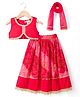 Teentaare Cotton Woven Sleeveless Choli Lehenga Set with Dupatta Floral Print & Sequin Detailing - Red