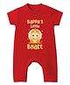Baby Buzz 100% Cotton Knit Ganesh Chaturthi Theme Half Sleeves Bappas Little Bhakt Text Printed Romper - Red