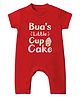 Baby Buzz 100% Cotton Knit Half Sleeves Buas Cup Cake Text Printed Romper - Red