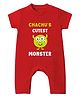 Baby Buzz Family Theme 100% Cotton Knit Half Sleeves Chachus Cutest Monster Text Printed Romper - Red
