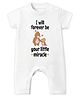 Baby Buzz 100% Cotton Knit Half Sleeves I Will Forever Be Your Little Miracle Text Printed Romper - White