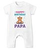 Baby Buzz 100% Cotton Knit Family Theme Half Sleeves Happy Birthday Papa Text Printed Romper - White
