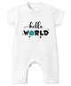 Baby Buzz 100% Cotton Knit Half Sleeves Hello World Text Printed Romper - White