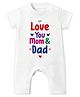 Baby Buzz 100% Cotton Knit Family Theme Half Sleeves Love You Mom & Dad Text Printed Romper - White