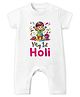Baby Buzz 100% Cotton Knit Holi Theme Half Sleeves My 1st Holi Text Printed Romper - White