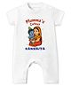 Baby Buzz 100% Cotton Knit Janmashtami Theme Half Sleeves Mummas Cutest Kanhaiya Text Printed Romper - White