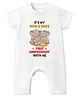 Baby Buzz 100% Cotton Knit Family Theme Half Sleeves Its My Mom & Dads First Anniversary With Me Text Printed Romper - White