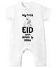 Baby Buzz 100% Cotton Knit Eid Theme Half Sleeves My First Eid With Ammi & Abbu Text Printed Romper - White