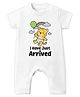 Baby Buzz 100% Cotton Knit Half Sleeves I Have Just Arrived Text Printed Romper - White