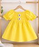 POP STREET KIDS Cotton Blend Woven Half Puffed Sleeves Flower Applique Detailed Dress - Yellow