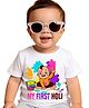 Itsmycostume Cotton Holi Theme Half Sleeves My First Holi Text Printed Tee - White