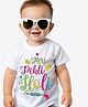 Itsmycostume Cotton Holi Theme Half Sleeves Meri Pehli Holi Text Printed Tee - White