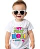 Itsmycostume Cotton Holi Theme Half Sleeves My First Holi Text Printed Tee - White