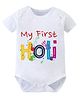 Itsmycostume Cotton Woven Holi Theme Half Sleeves My First Holi Text Printed Onesie - White