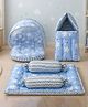 Fareto Combo of Baby Bed with Net Carry Bag 4 Pcs Bedding Set Baby Size Cotton - Cloud Blue
