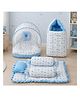 Fareto Combo of Baby Bed with Net Carry Bag 4 Pcs Bedding Set Baby Size Cotton - Taj Blue