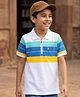 Pine Kids Cotton Knit T-Shirt Striped Polo Neck Half Sleeves White 4-5 Years