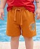 Honeyhap Premium 100% Cotton Terry Knit with Bio Finish Shorts with Text Print - Desert Sun