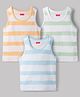 Babyhug 100% Cotton Single Jersey Knit Sleeveless Striped Vests Pack of 3 - Multicolor