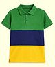 HRIT Cotton Knit Half Sleeves Cut & Sew Polo Tee - Navy Blue Green & Yellow