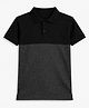 HRIT Cotton Knit Half Sleeves Colour Blocked Polo Tee - Black & Grey