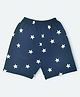 HRIT Cotton Knit Stars Printed  Shorts - Navy Blue
