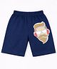 HRIT Cotton Knit Face Printed Shorts - Navy Blue