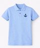 HRIT Cotton Knit Half Sleeves Anchor Printed Polo Tee - Sky Blue